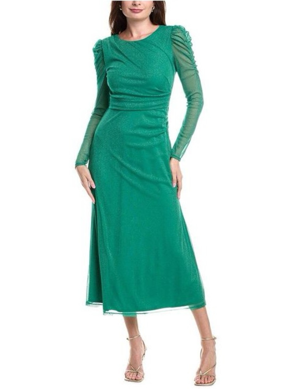 Lilly Pulitzer Preslie Long Sleeve Mesh Midi Dress Fiddle Leaf Green
